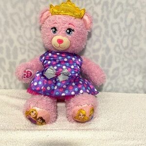 Build-A-Bear Disney Princess Sparkly Pink Bear Crown Plush 16”  Tutu Dress EUC